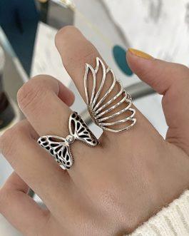Anéis de Prata 925 Butterfly Wings – Regulável, Combo 2 Modelos