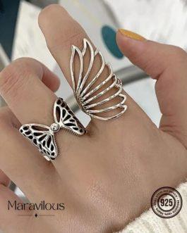 Anéis de Prata 925 Butterfly Wings