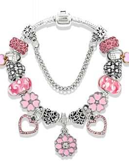 Pulseira MyPan com Berloques – Floral Rosa