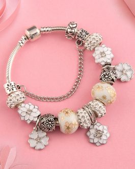 Pulseira MyPan com Berloques – Branco Floral