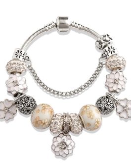 Pulseira MyPan com Berloques – Branco Floral